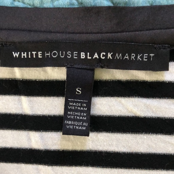 WHBM - NWOT black /white striped tee with silver accents. - Picture 2 of 4